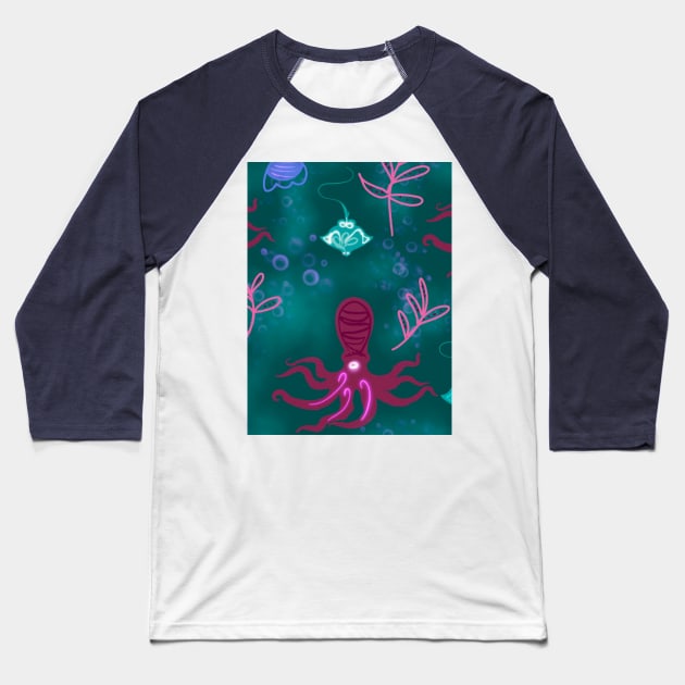 Ocean design Baseball T-Shirt by VizirArt